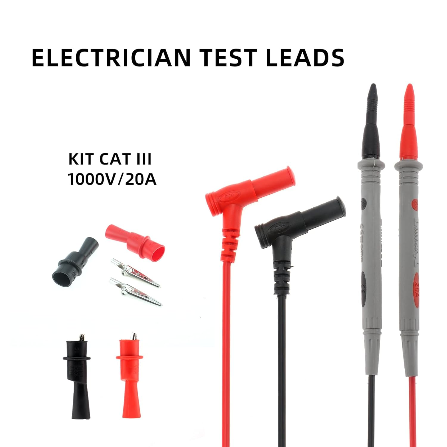 DIANN Multimeter Test Leads Kit Banana Plug with Push on Alligator Clips Precision Sharp Probes 1000V 20A Digital Electrical Test Probes image number 4