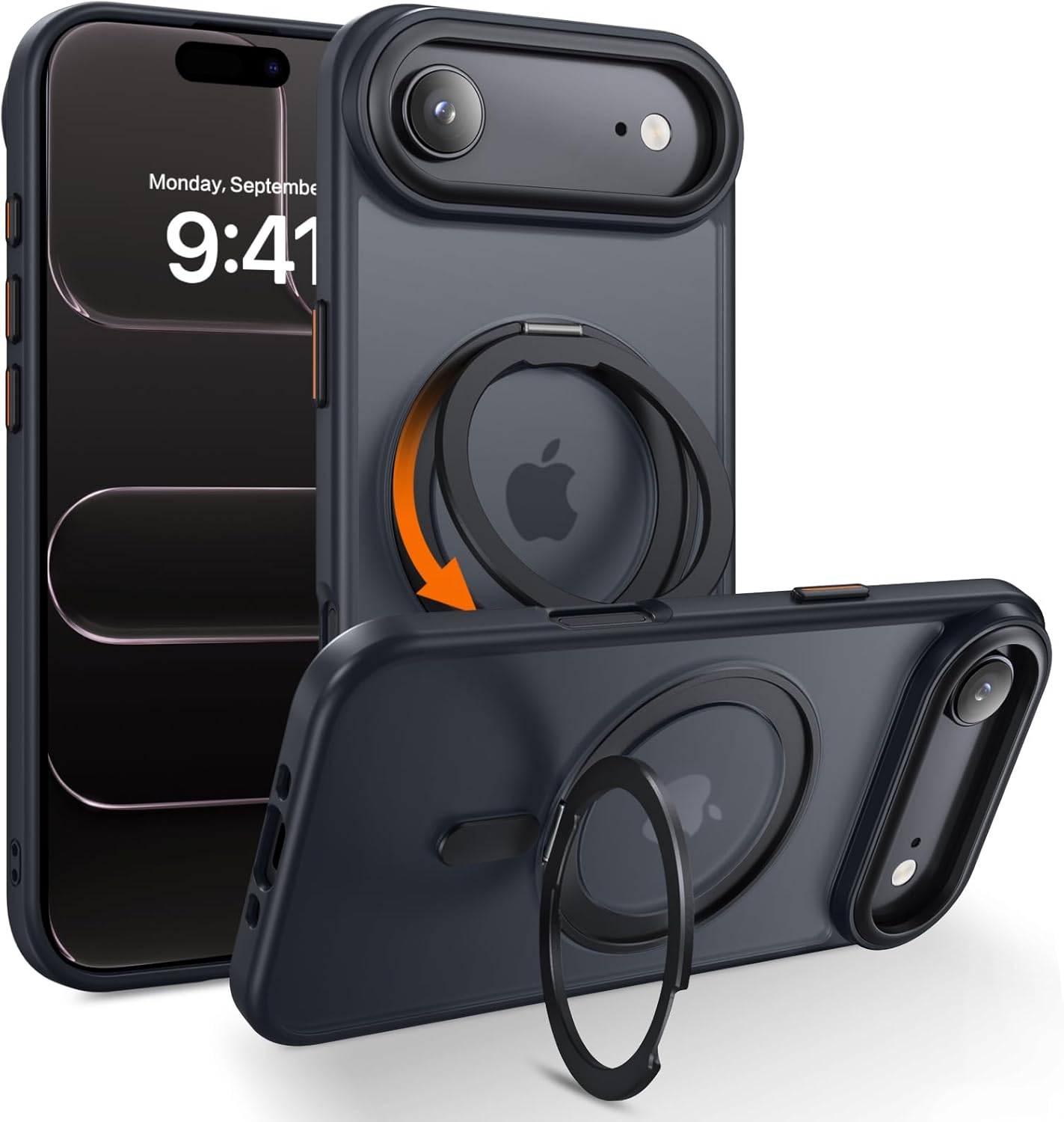 YINLAI for Iphone Air Case 6.5-Inch, Magnetic Compatible with Magsafe, with 360&deg; Rotatable Ring Stand, Anti-Fingerprint Skin-Friendly, Shockproof Full-Body Protective Iphone Air Case, Black image number 6