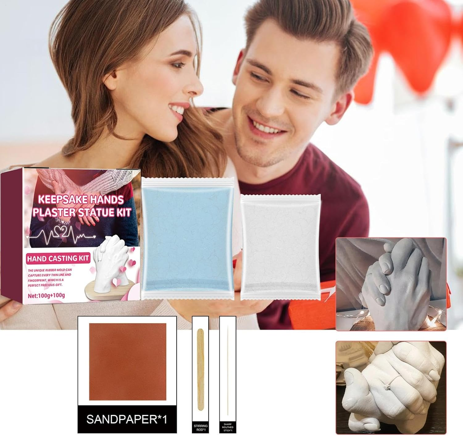 Diys Hand Casting Kit - Plaster Hand Mold Casting Kit, Hand Mold Kit with Base | Artistic Expression Birthday & Bridal Shower Giftss for Couples Grandma Girlfriend Boyfriend, Christmas Home Decor image number 6