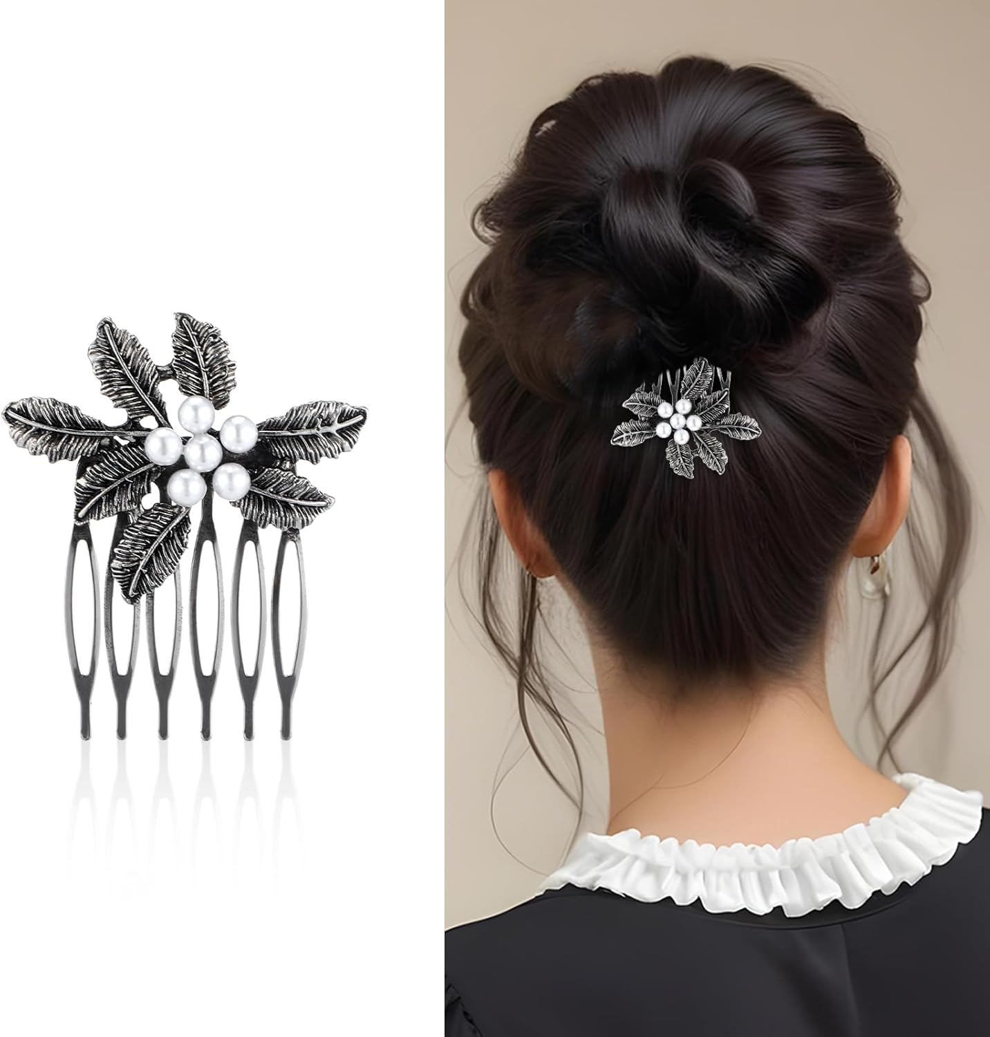 Mabor Pack of 6 Vintage Hair Combs for Clip-In, Cute Ladies, Butterfly French Comb, Zinc Alloy Hair Comb, Rhinestone Hair Comb for Women with Thin and Thick Hair (6 Styles, 6 Sizes) image number 4