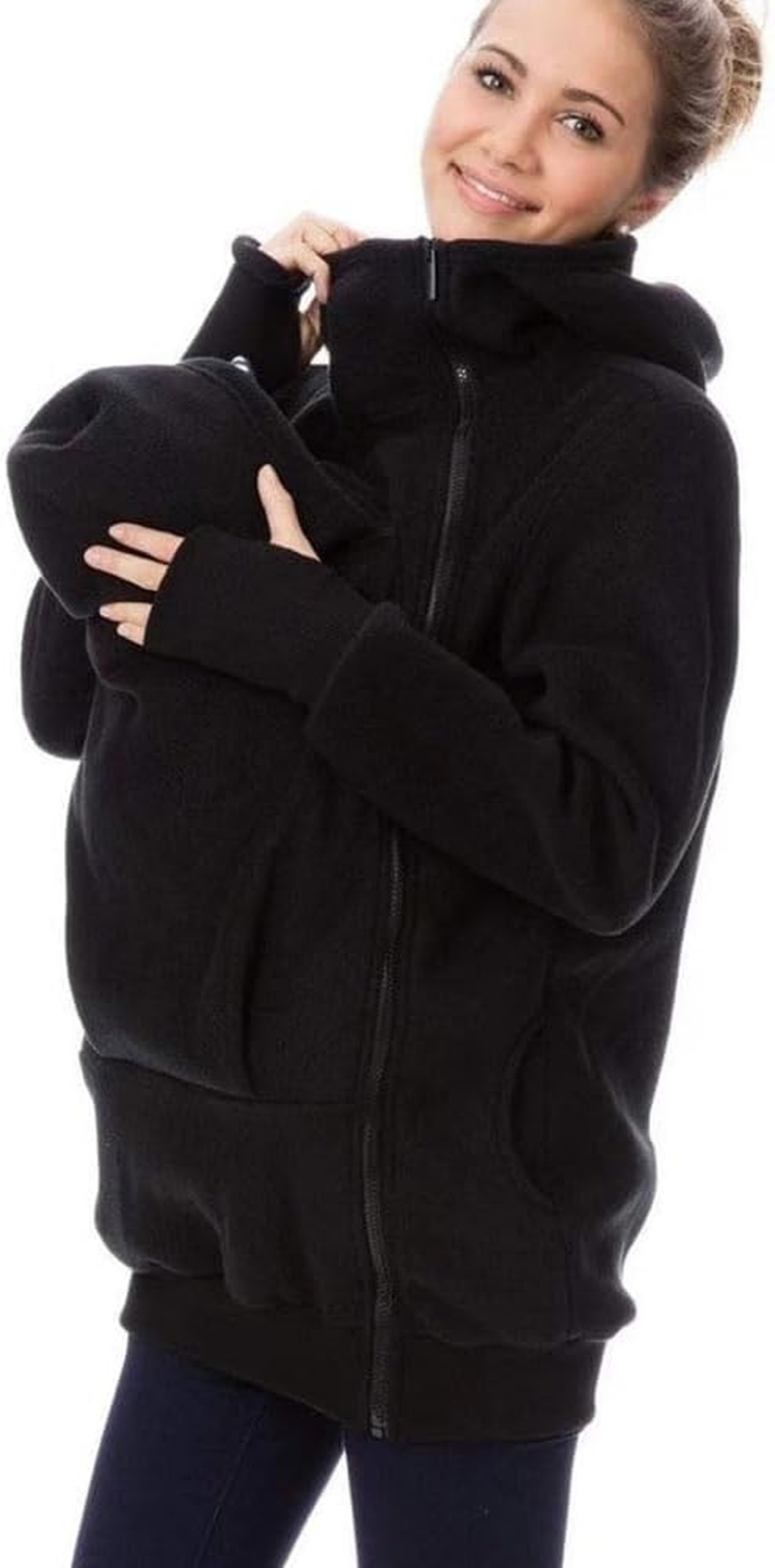 Bocianelli Women Fleece Zip up Maternity Winter Coat Thicken Pullover Sweatshirt Kangaroo Hoodie Jacket for Women
