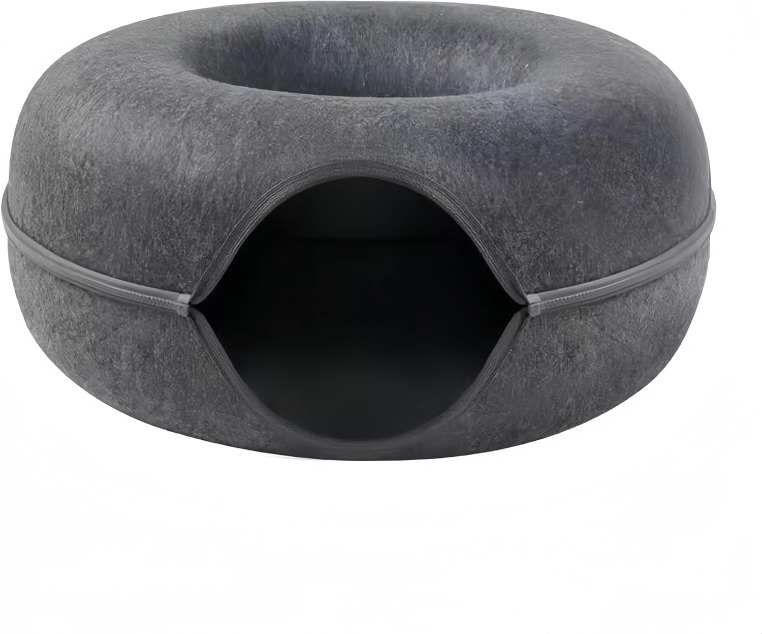 Cat Tunnel Bed Felt Pet Puppy Nest Cave House round Donut Interactive Play Tunnel 60X60X28Cm, Scratch Resistant Felt Pet Cave, Detachable round Donut Design