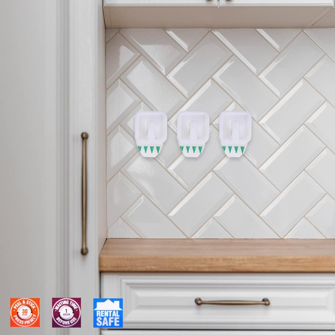 Handy Hardware Plastic Removable Square Hook (Pack of 6), 27 Mm X 27 Mm Size