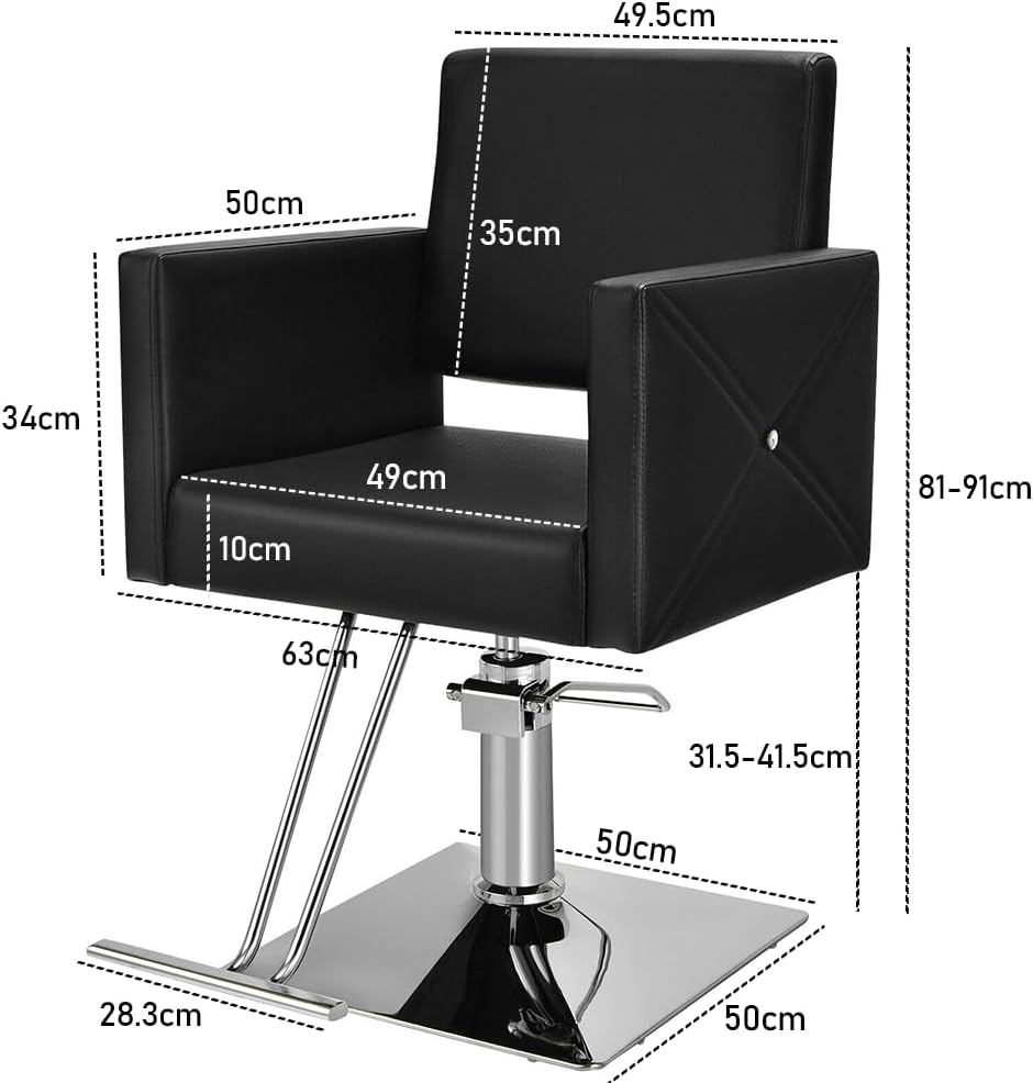 ALSTON Barber Chair 360&deg; Swivel Salon Seat with Foot Rest, Hydraulic Height Adjustable Styling Spa Seat for Hairdressing, Beauty, Tattoo, Max Load 200KG image number 3