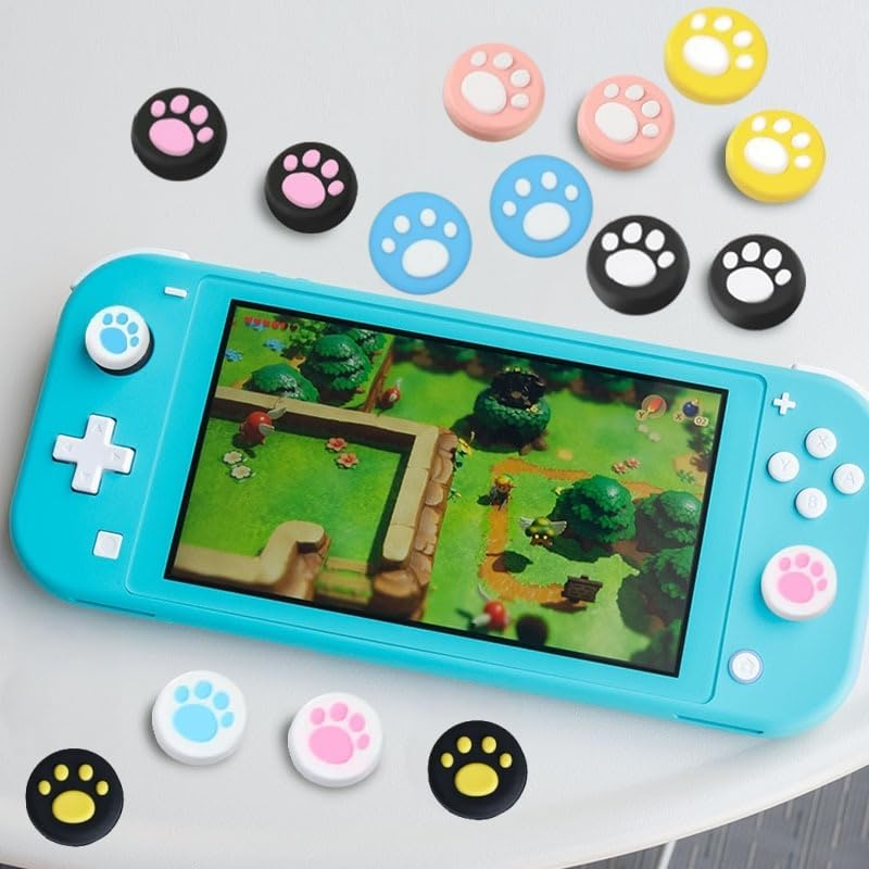 16Pcs Replacement Switch Thumb Grip Caps, Cute Cat Claw Joystick Covers, Soft Silicone Joycon Thumb Grip Covers Compatible with Nintendo Switch & Lite (8 Colors) - Switch Accessories image number 2