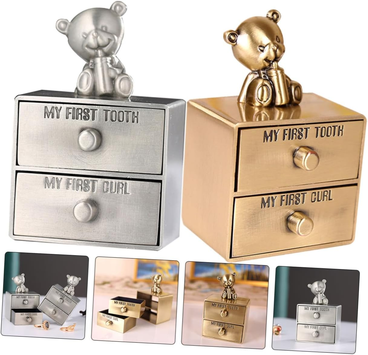 UPKOCH 2Pcs Adorable Tooth Holder Keepsake Box Decorative Trinket Storage for Teeth and Curls Design for Newborns and Showers image number 2