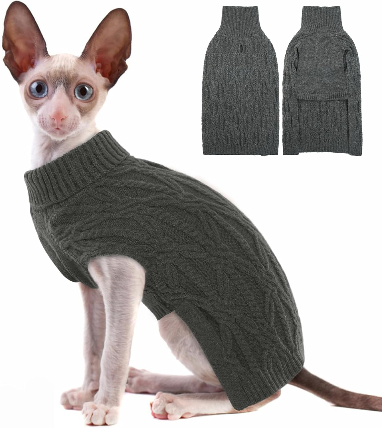 Cats, Dog Jumper, Winter Warm Dog Jumper, Coat, Jacket, Vest, Puppy Clothing, Dog Jumper, Christmas Dog Coat, Small Dogs, Chihuahua Jumper (Grey, XS) image number 6