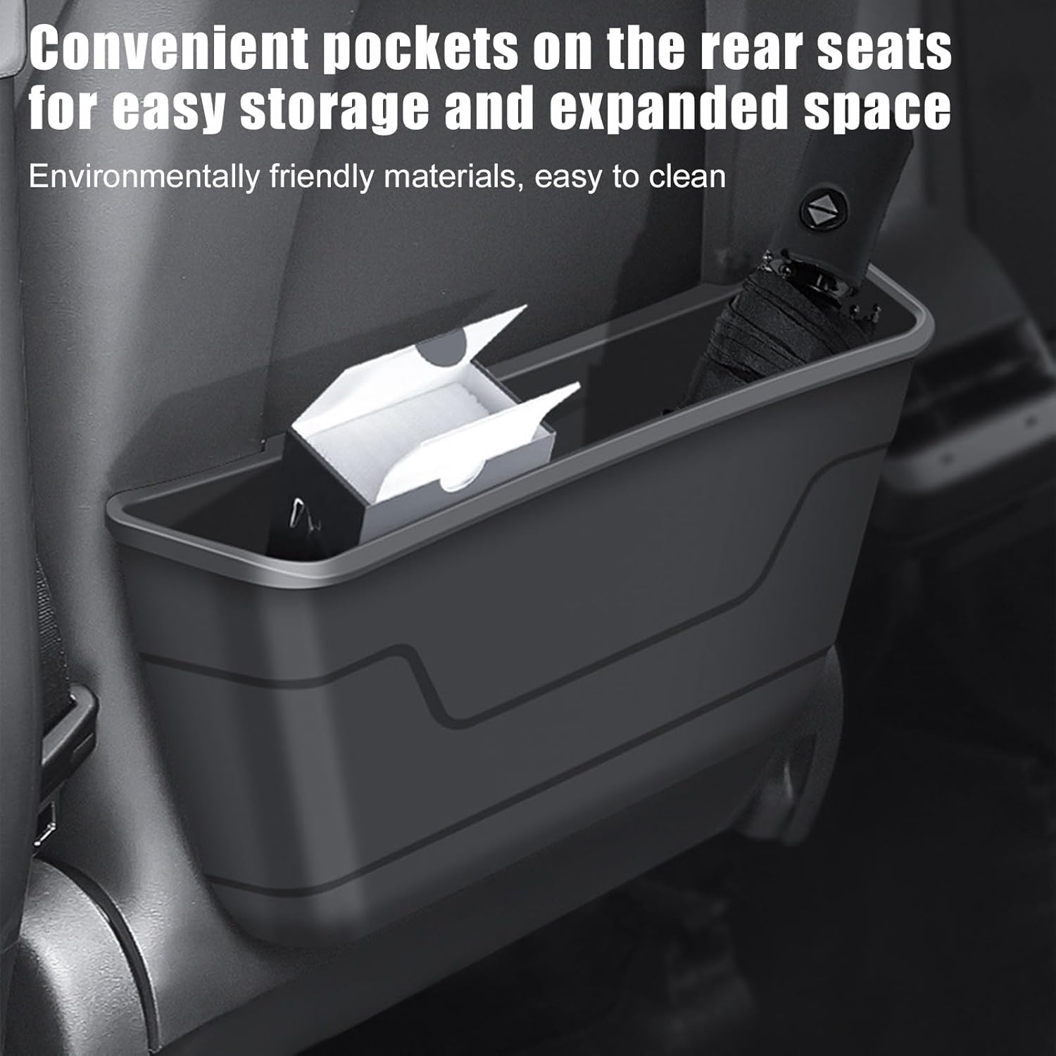 Zibeem Car Seat Back Storage Box,Convenient Space Saving - Versatile Car Seat Organizer,For Commute Organization Daily Vehicle Travel Family Road-Trip Driving image number 2