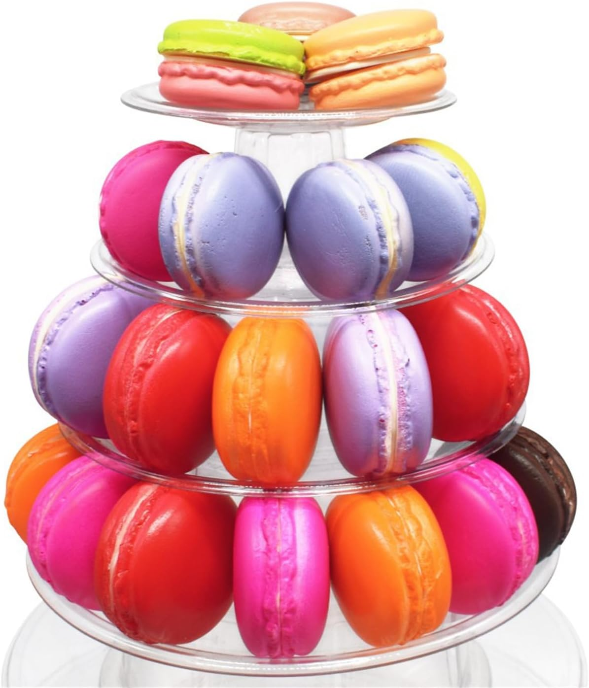 XUNQUCOM 6 Tier Plastic round Cake Stand Macaron Tower, Cupcake Dessert Display Stand Pastry Food Display for Wedding Baby Shower Birthday Decor image number 5