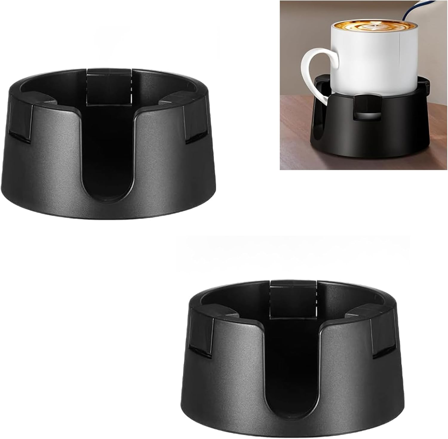 2 Pack Adjustable Anti-Spill Cup Holder for Desk &ndash; Non-Tipping, Non-Slip Plastic Drink Coaster for Office, Home & Desktop &ndash; Black image number 4