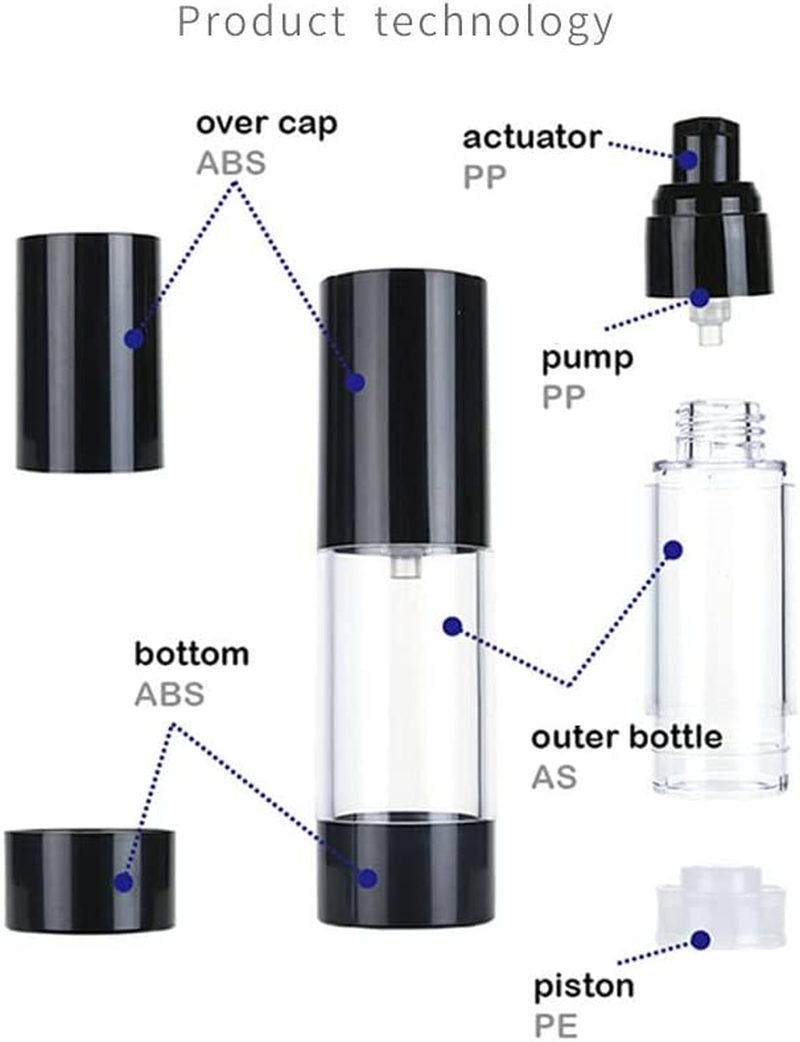 3Pcs/Lot 15Ml 30Ml 50Ml Empty Black Airless Lotion Cream Pump Plastic Container Cosmetic Bottle Dispenser Travel Containers Doubtless Bay image number 6