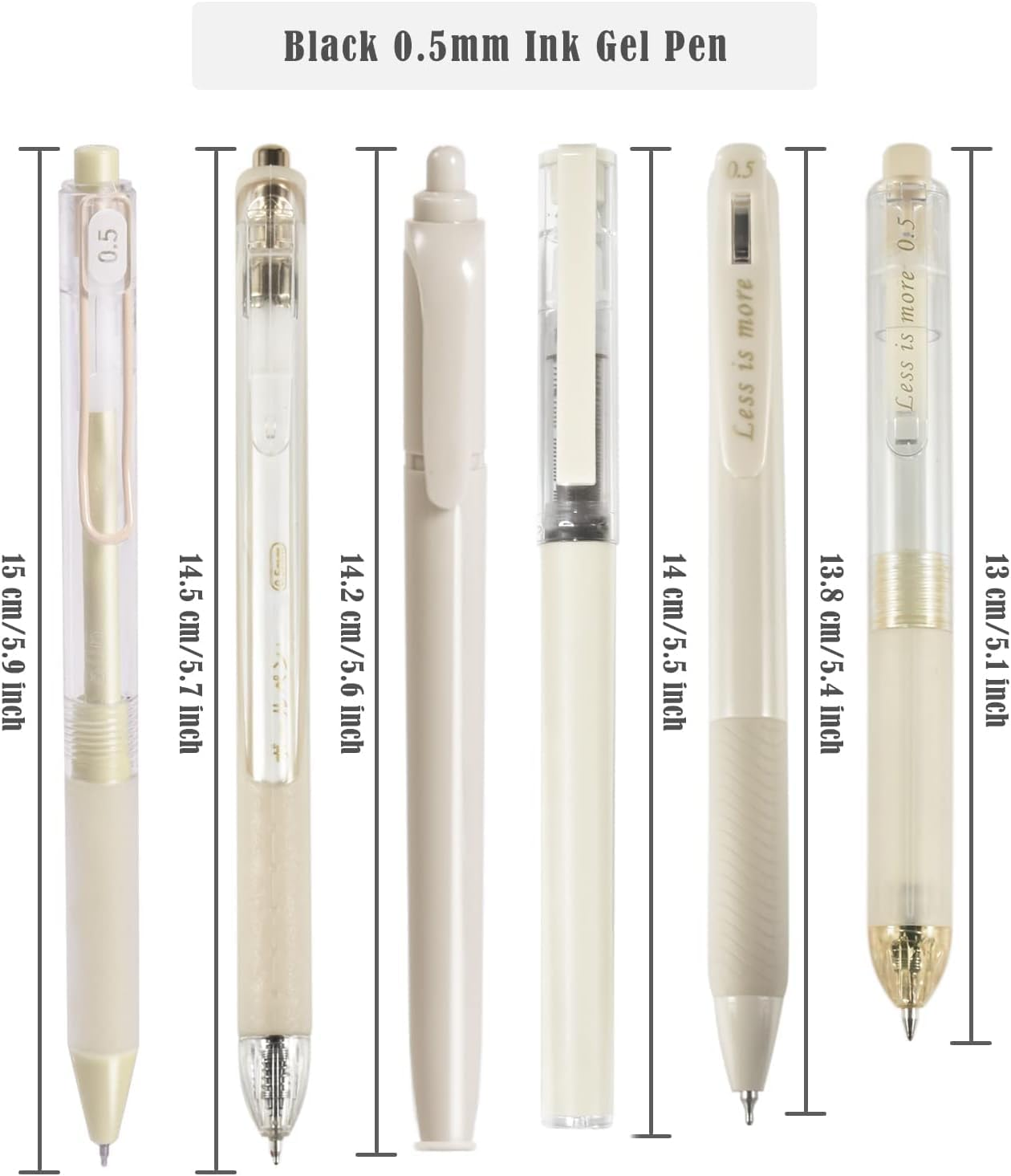 5Pcs Gel Pens and 1Pc Highlighter, Quick Dry Ink Pen Fine Point Black 0.5Mm, Aesthetic Retractable Rolling Ball Pen Smooth Writing for Journaling Notetaking (Black) image number 3