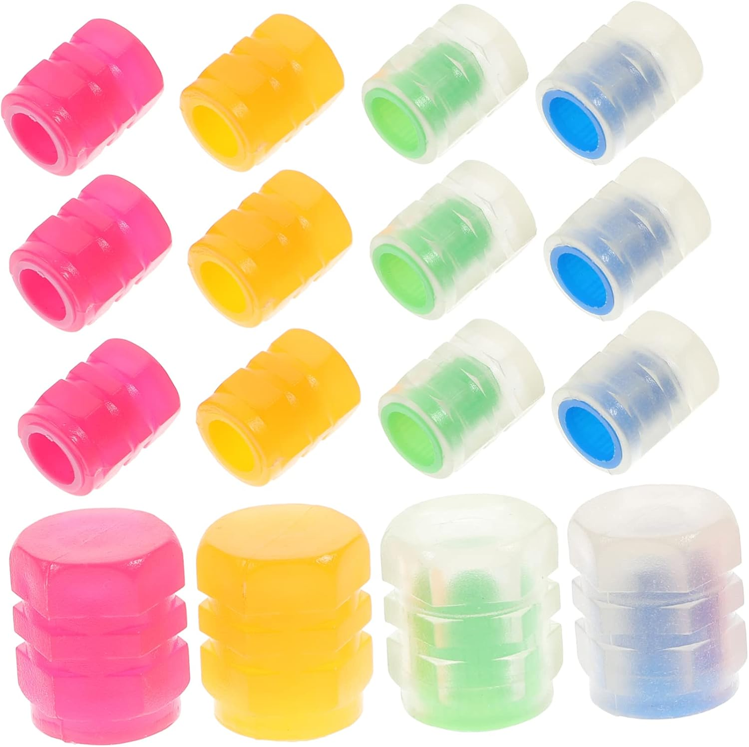SHERCHPRY 24Pcs Universal Fluorescent Tire Valves Caps Glow in the Dark Car Tire Caps Stem Covers for Automotive Wheels Nighttime Visibility and Decoration image number 5