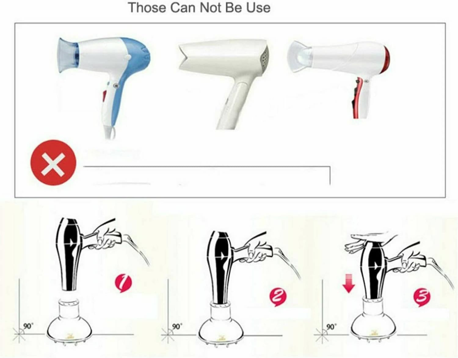 Hair Dryer Diffuser Attachment Universal Travel Folding Design Fit Most of Blow Dryers Professional Salon Lightweight Foldable Grade Tool (Black) image number 2