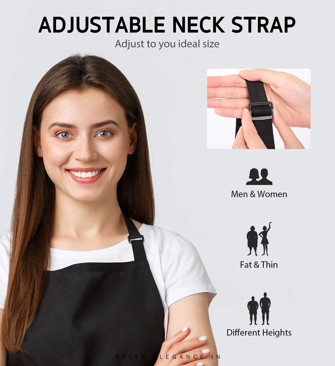 Ofrdncy Apron 1-4 Pack Adjustable Bib Apron with 2 Pockets Cooking Kitchen/Canvas Tool Aprons for Women Men Chef - 2Pack-Black*1 image number 4