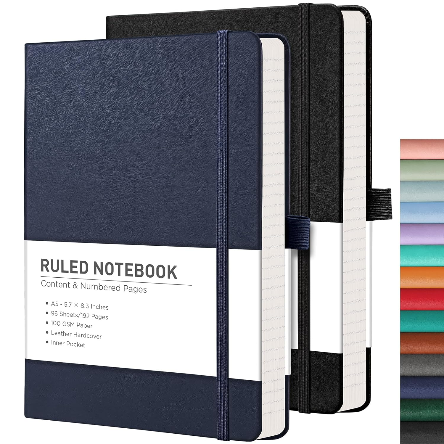 RETTACY Lined Journal Notebook Hardcover 2 Pack - A5 Business Journal with 376 Numbered Pages,100Gsm Thick Paper 5.75'' &times; 8.38'' image number 1