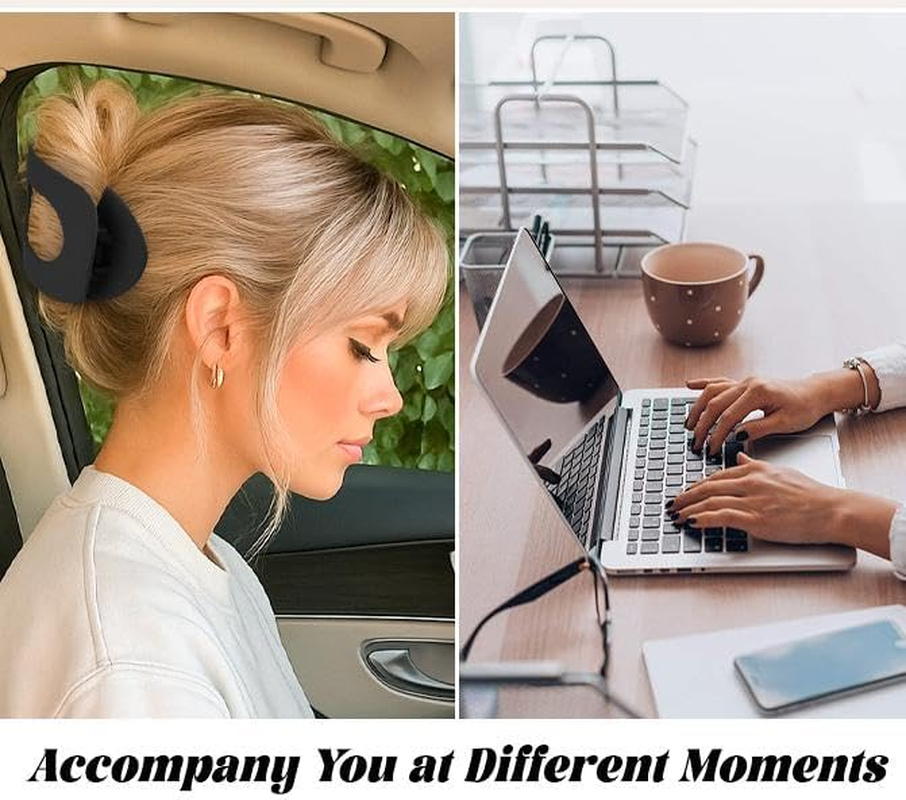 6PCS Matte Flat Hair Clips for Women Girls, 2 Styles Durable Flat Hair Claw Clips for All Hair Types, Durable No Slip Flower Lay Claw Barrettes（Light Coffee, Dark Coffee and Black） image number 3