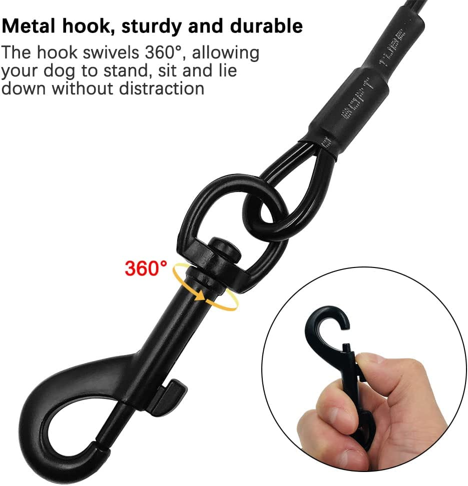 Yucool Dog Car Seat Belt Restraint, Stainless Steel Cable with Loops Short Wire Rope Lanyard Lock for Small, Medium, Large, and X-Large Dogs-Black image number 5