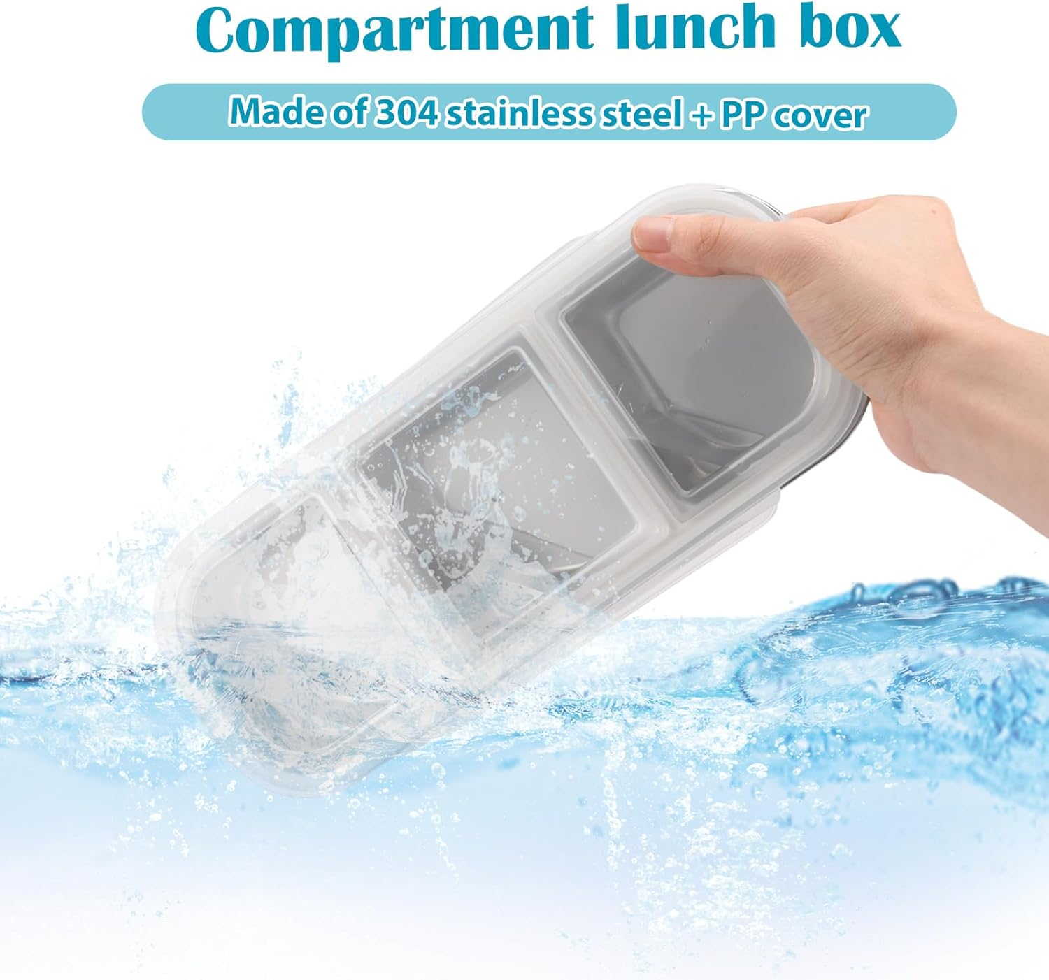 2 Pcs Stainless Steel Snack with Lid, 600/700Ml Leak Proof Crisper Compartment Box Reusable Snack Pack Container with Fork Spoon Utensil Organizer for Home Office Traveling image number 3