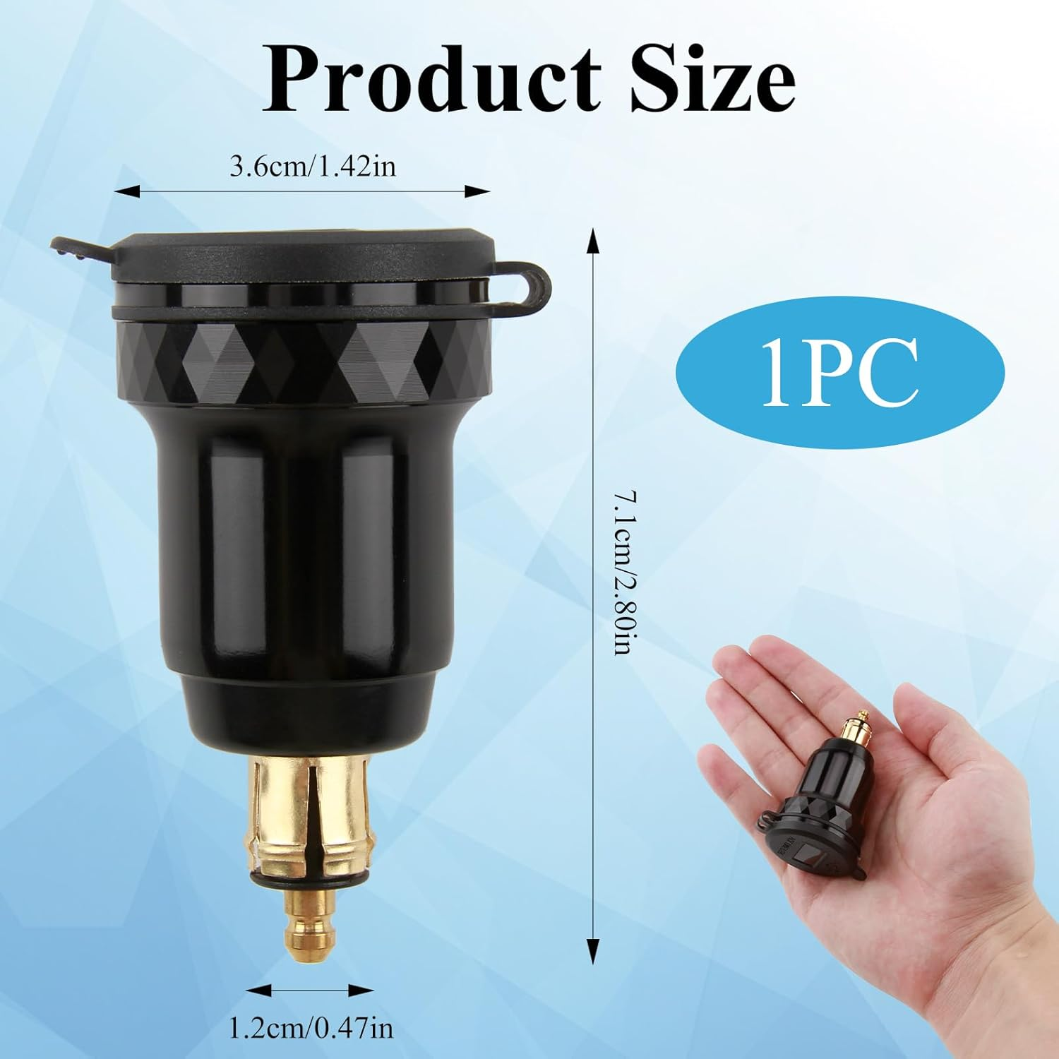 DIN Hella Plug to USB Adapter, Motorcycle Charger with Voltmeter Display, Aluminium USB Socket Waterproof Cigarette Lighter Charger for 12V-24V Ducati, Triumph, BMW image number 6