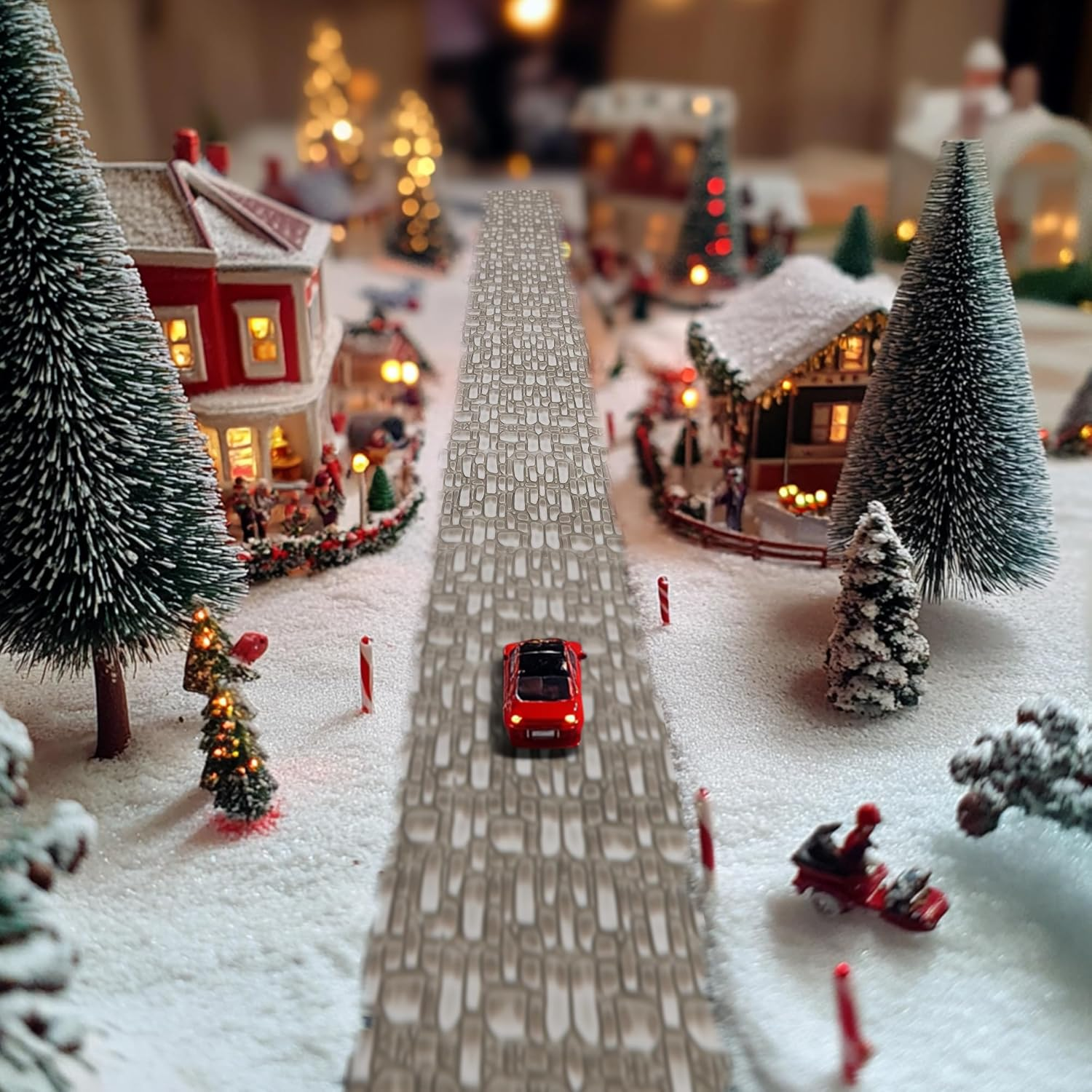 Iceyyyy 4 Pcs Cobblestone Road - 39 X 3.5 Inch Cuttable Christmas Landscape Road - Miniature Village Accessories for DIY Home Garden Decorations image number 6