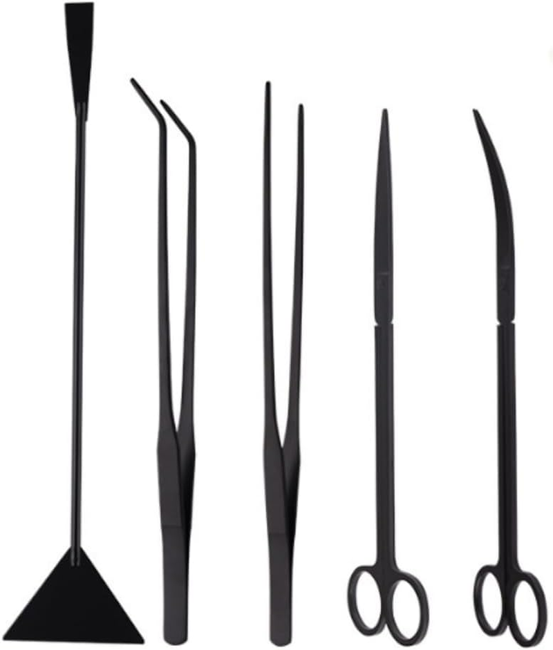 Aquarium Aquascape Tools Kits,7 in 1 Aquarium Scissor Tweezers Spatula Tool, Stainless Steel Aquatic Plants Aquascaping Tools Set, for Aquariums and Fish Tank image number 1