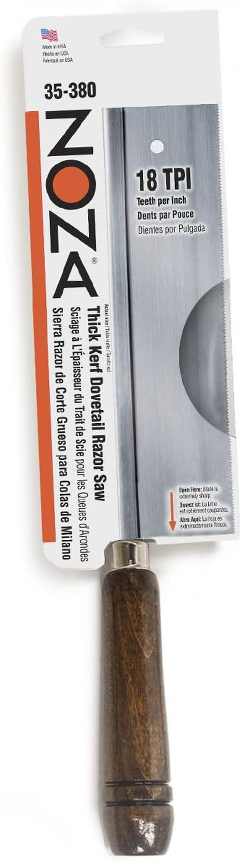 Zona 35-380 Thick Dovetail Saw, 18 TPI, 020-Inch Kerf, Blade Length 8-Inch, Cut Depth 1-3/4-Inch, Silver image number 2