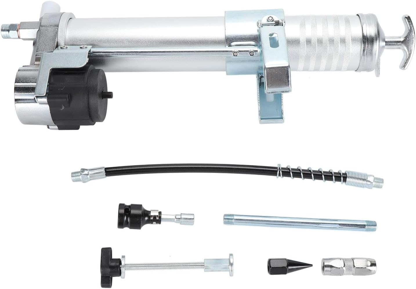 Grease Gun Kit, 12000PSI Heavy Duty Electric Grease Gun Drill Adapter with Flex Hose, Extension Rigid Pipe, Coupler & Nozzle, 600CC Capacity Universal Cordless Grease Gun Bare Tool image number 3