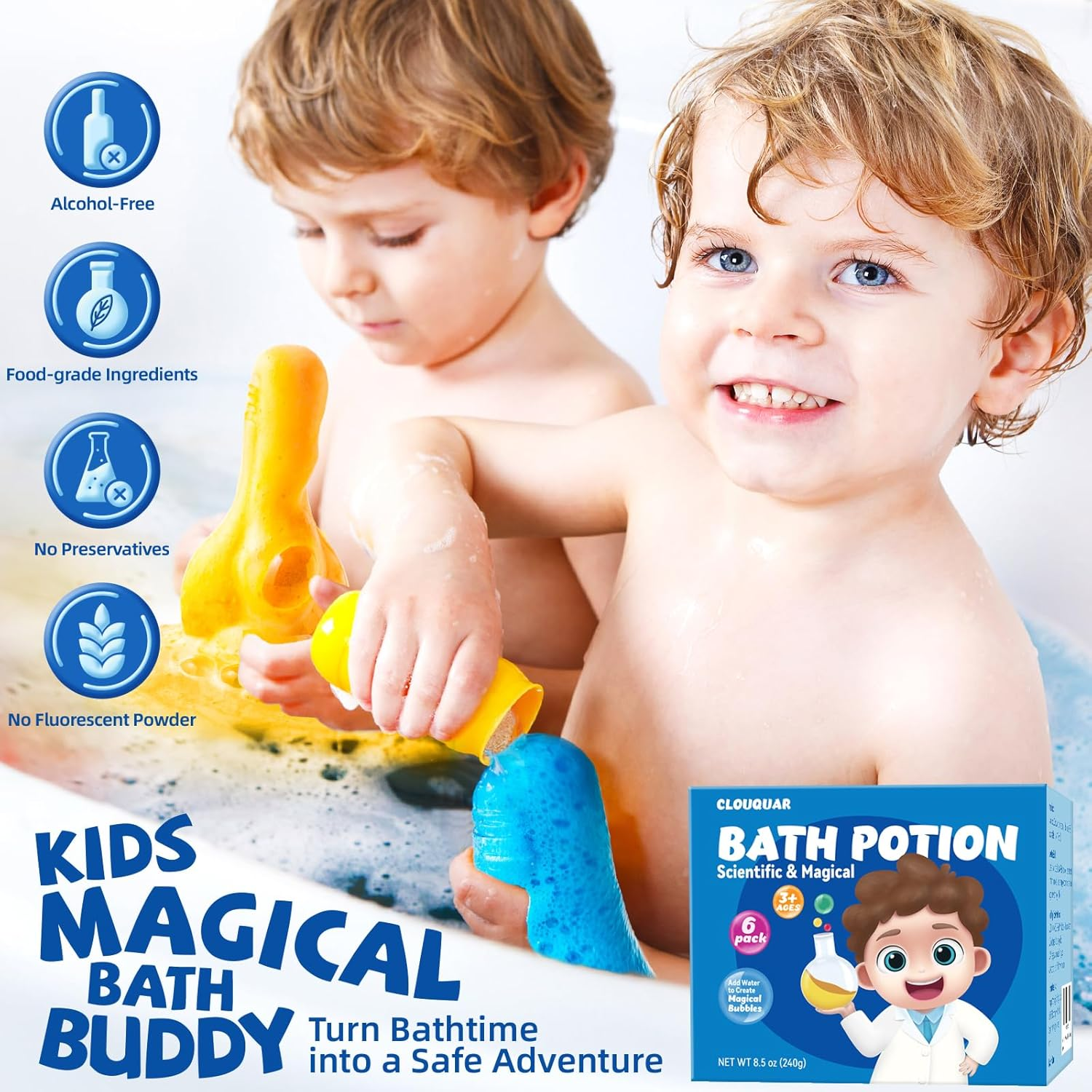 CLOUQUAR Kids Bath Bomb Potions, 6 Pack Non-Toxic Fizzy Bubble Bath Explosions, Colorful Burst Bath Potions for Kids, Scientific & Magical Bath Time Buddy, Fun & Educational Bubble Bath for Kids image number 3