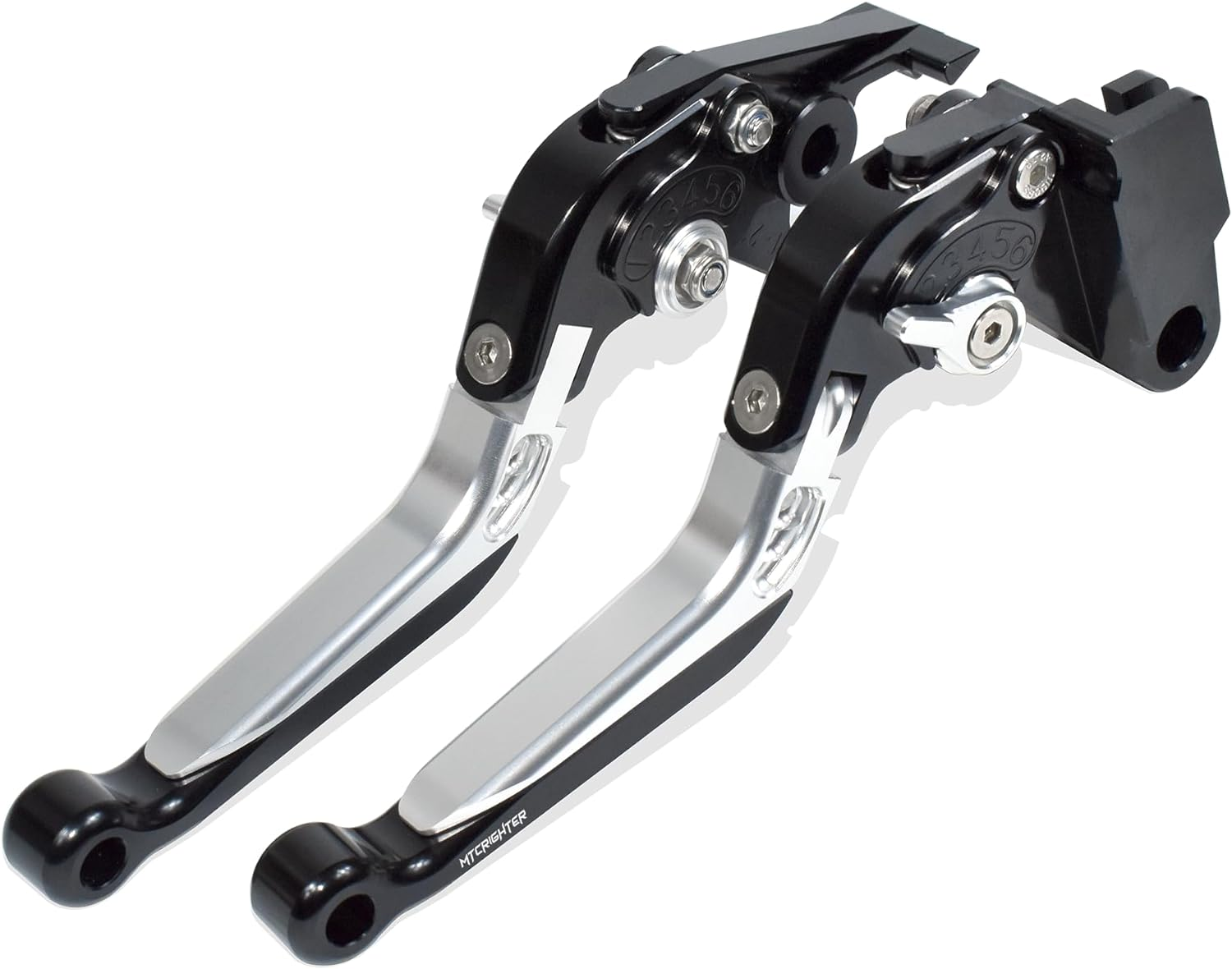 MTCRIGHTER Retractable Foldable Brake Lever Clutch Lever for Husqvarna Svartpilen Vitpilen 401 2018-2023, CNC Aluminum Alloy Made (Silver) - Blue image number 2