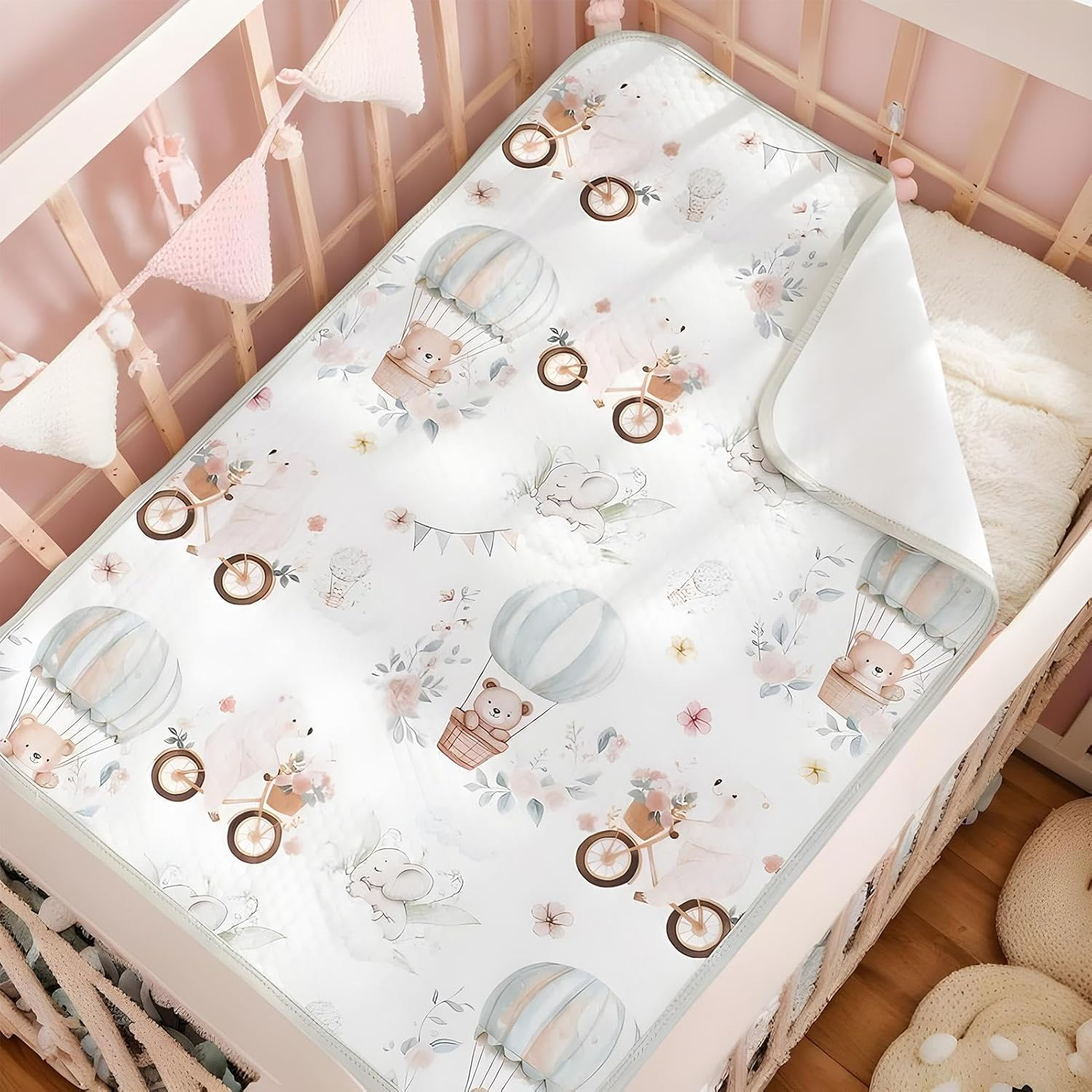 Diaper Changing Mat, Washable Toddler Bed Sheet, 27.56X19In Soft Bassinet Pee Liner, Reusable Overnight Protection, Waterproof Potty Training Pad for Nursery, Bedwetting Solution image number 6