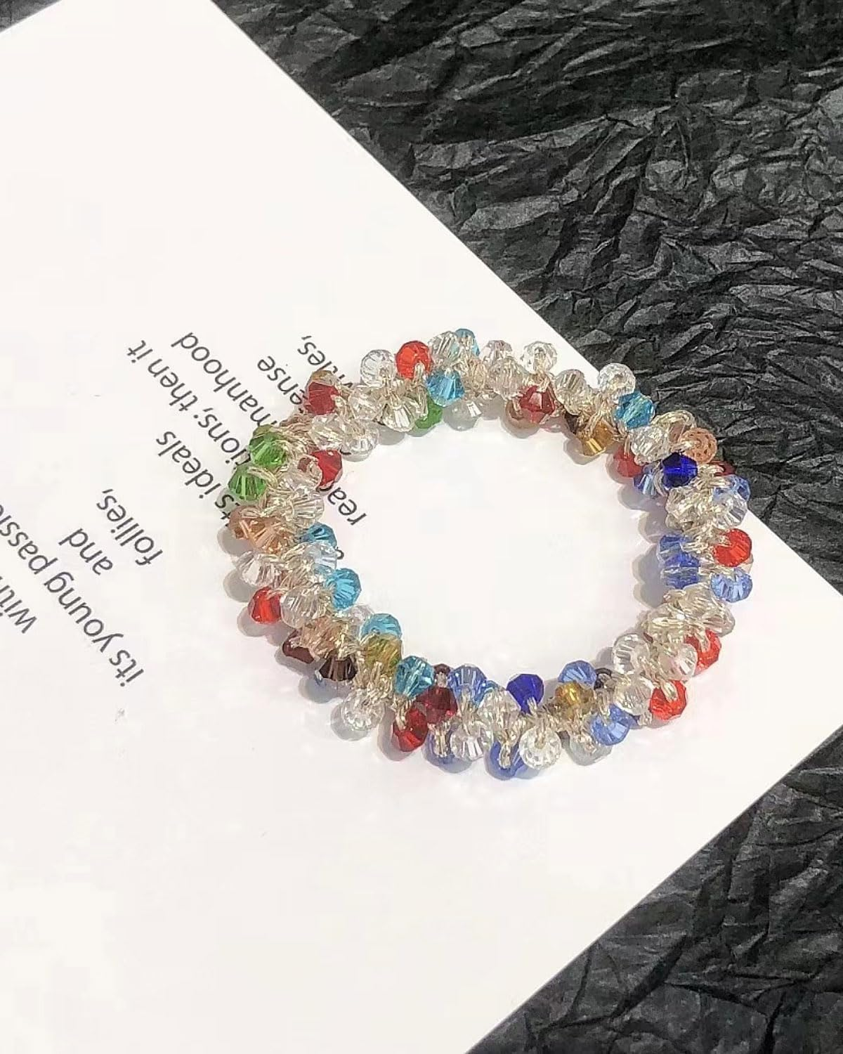 KGDUYC 4 Pieces Pearl Hair Bobbles Rhinestone Ponytail Holder Beads Hair Ties Elastic Hair Band Hair Accessories for Women White Black Colorful Mother of Pearl image number 3