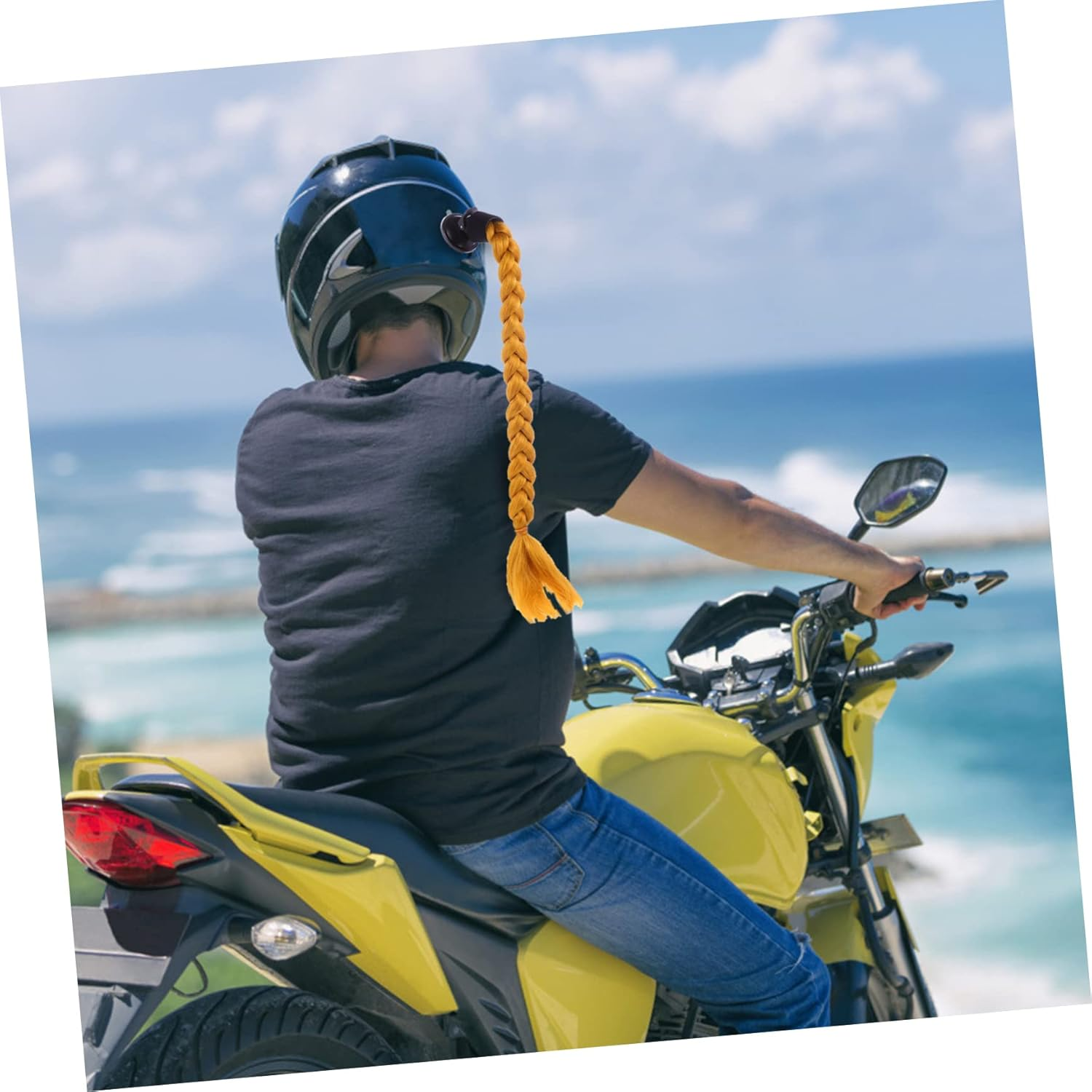 Ifundom Helmet Braid Decoration for Motorcycle Detachable Ponytails Ornament Stylish Braids for Helmet Accessory image number 4