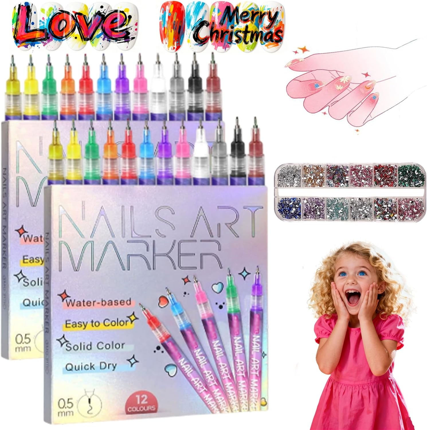 GOOTEGAX 12 Colors Nail Art Pens Set, 2026 New Nail Art Markers Polish Pens for 3D Nail Art, Quickly Dry Nail Art Tools for Dotting Drawing Painting Point Liner DIY(2SET)