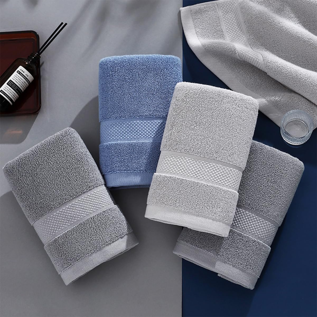 Luxury 2 Pack Cotton Hand Towels Set, Highly Absorbent and Quick Dry Face Washcloth, Soft and Absorbent Washcloths Set for Bathroom, Home, Hotel, Bath, Gym and Spa (34X74Cm) image number 6