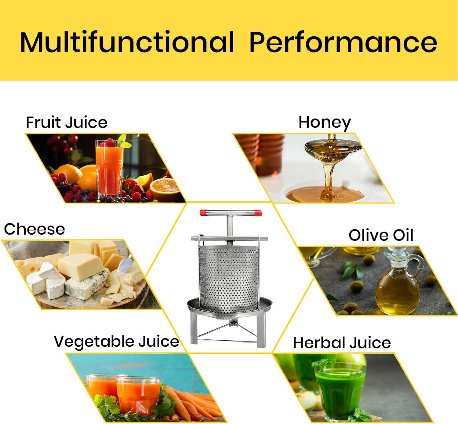 Manual Beeswax Honey Presser, Stainless Steel Honey Wax Press Machine, Manual Extractor for Honey, Multipurpose Beekeeping Honey & Juice Making