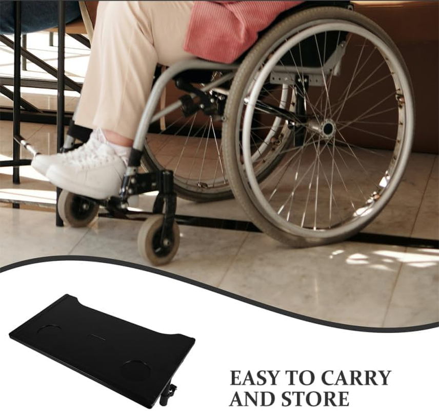 Wheelchair Table Tray, 2Pcs Removable Wheelchair Desk Lap Board Eating Aid for Nursing Patient, Portable Folding Walker Tray Table with Cup Holder Safe Non-Slip Design image number 3