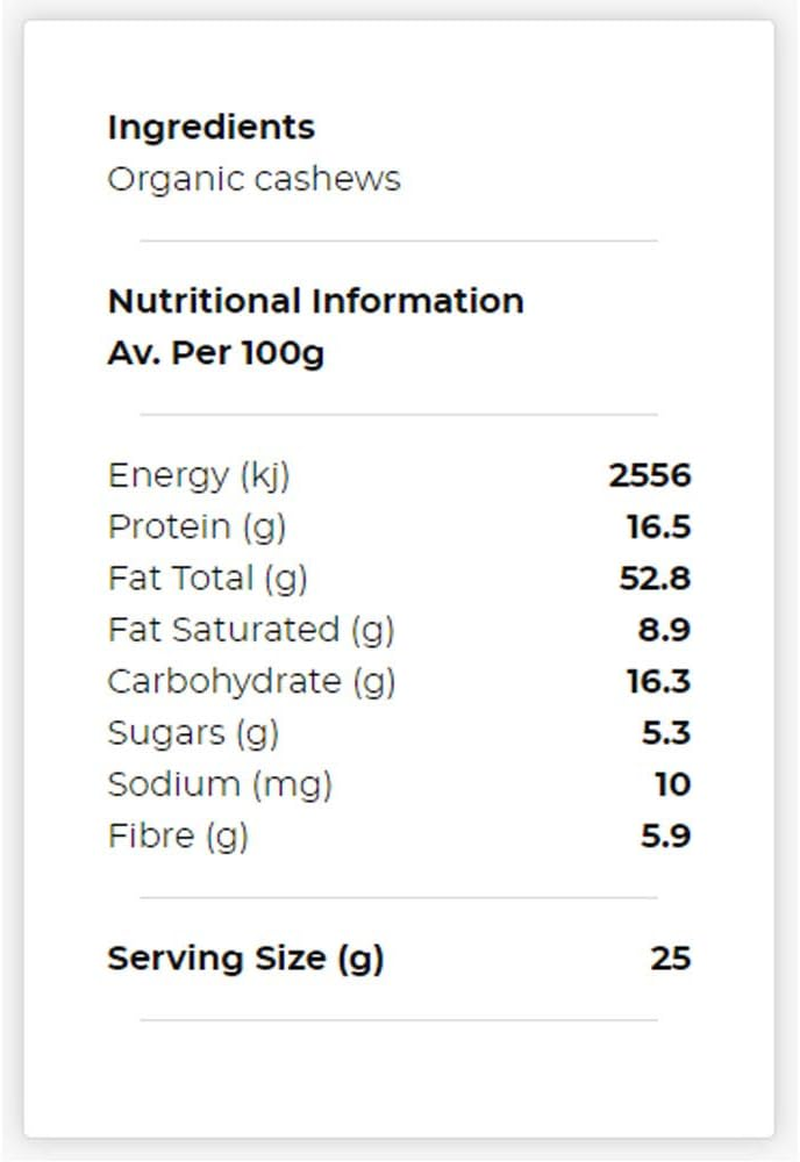 Honest to Goodness Organic Oven Roasted Cashews, 500 Grams - a Premium Snack Roasted to Perfection, Bursting with Flavour and an Irresistible Crunch! image number 2