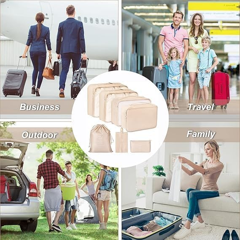 Oriver 7Pc Compression Packing Cubes Set - Lightweight Water-Resistant Travel Organisers for Suitcases & Carry on Luggage | Airline Approved (7 Sizes, Mesh) image number 1