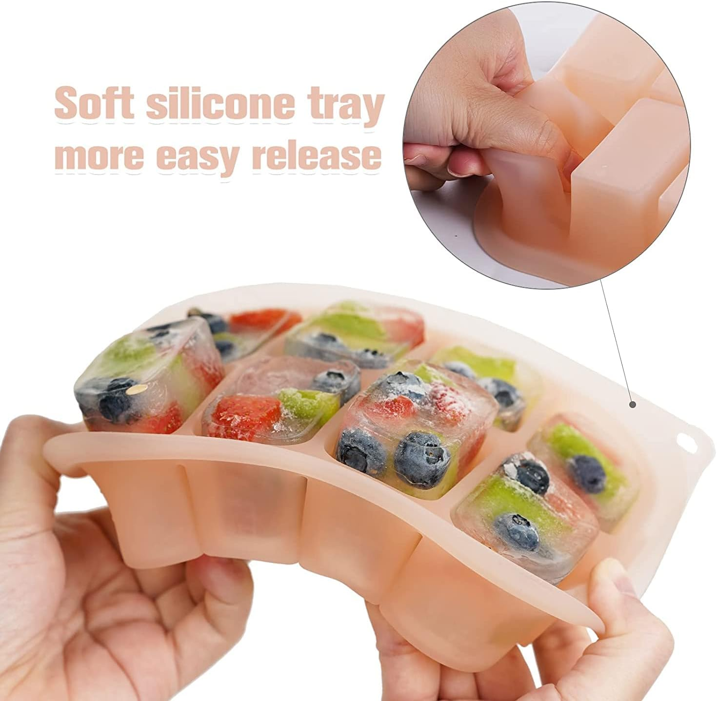 Haakaa Silicone Freezer Tray,Ice Cube Trays with Lid,Perfect for Baby Food and Breast Milk Freezer, Vegetable & Fruit Purees,8 X 1.4 Oz, Blush - Pea Green image number 5