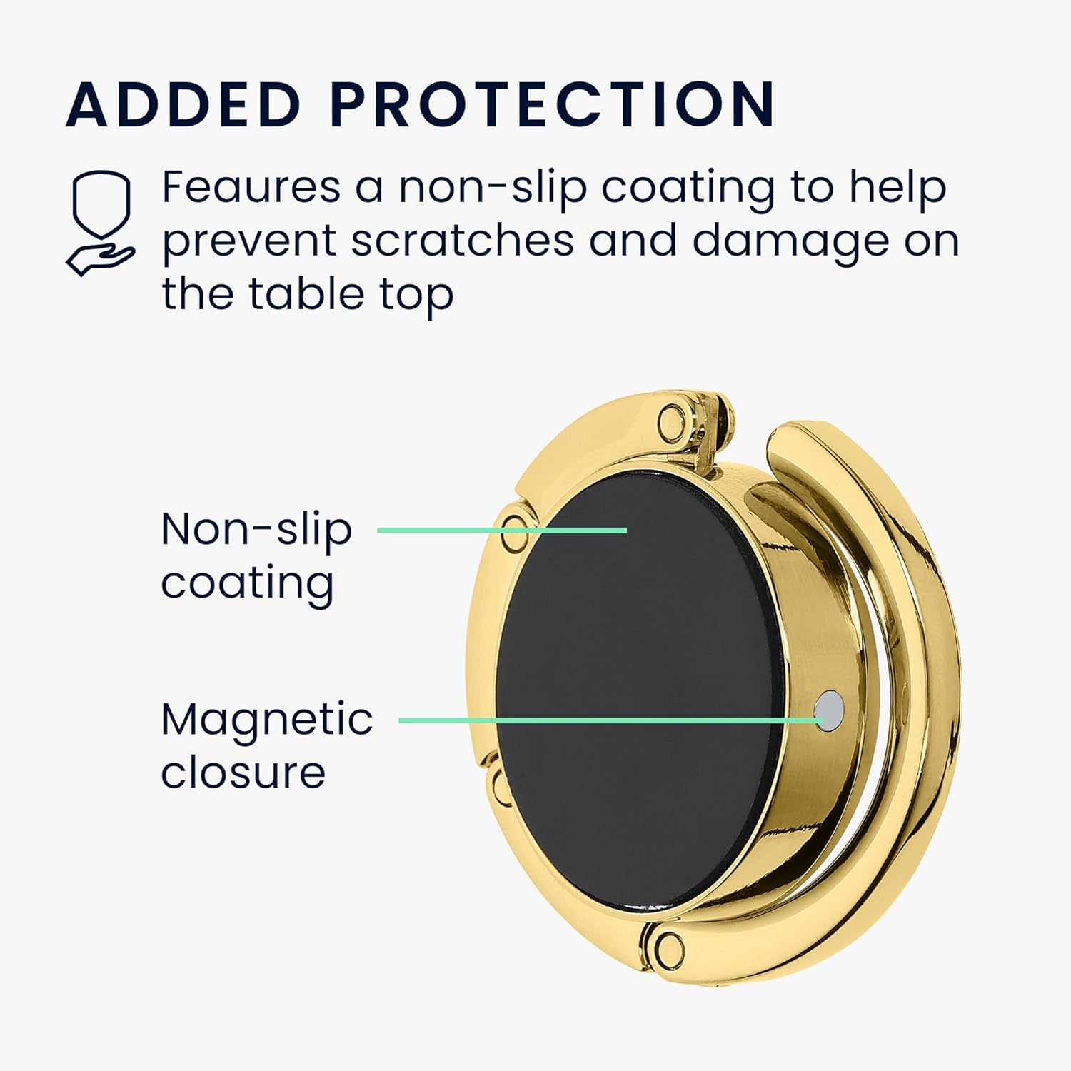 Kwmobile Handbag Hooks for Tables - Set of 2 Folding Purse Hook Hangers - Portable Table Bag Holders for Restaurant Bar - Silver, Gold - Gold image number 6