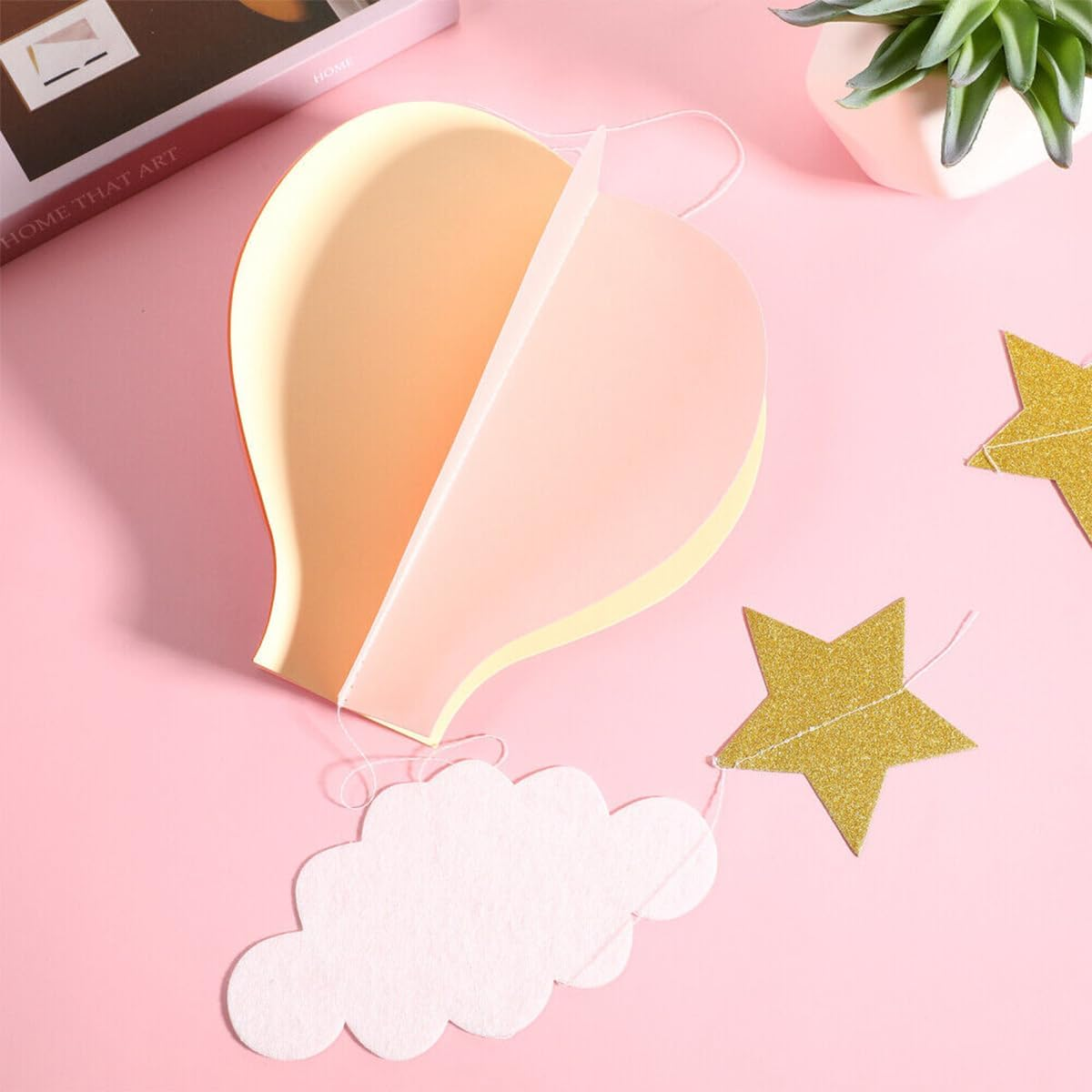 4 Pcs Cloud Hot Air Balloon Hanging Ornaments for Wedding,Birthday,3D Paper Decoration for Party (Hot Air Balloon) image number 1