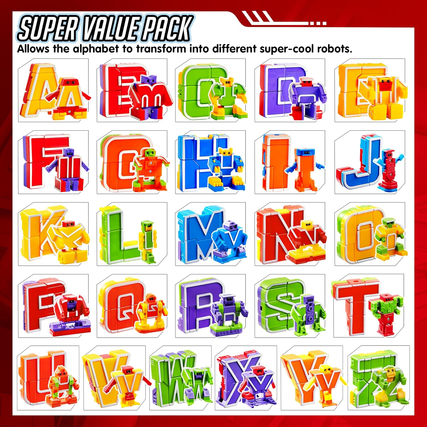 JOYIN Alphabet Robots Toys for Kids, ABC Learning Toys, Alphabots, Letters, Toddlers Education Toy, Carnival Prizes, Christmas Toys, Treasure Box and Prize for Classroom image number 3