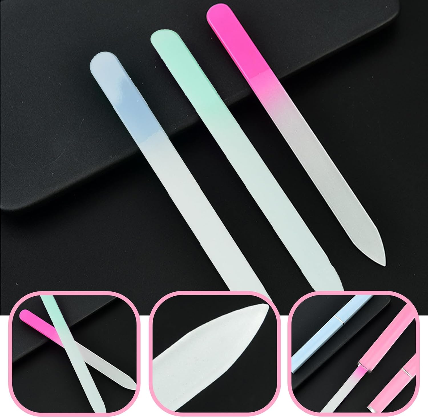 3 Pcs Nail File, Double-Sided Nail Buffer, Durable Nail Files, Suitable for Nail Shaping, Polishing, Manicure, Pedicure Home Professional Use image number 6