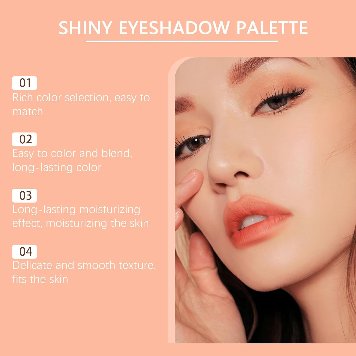 Colorful Shiny Eyeshadow Palette, 18 Colours, with Makeup Brush image number 6
