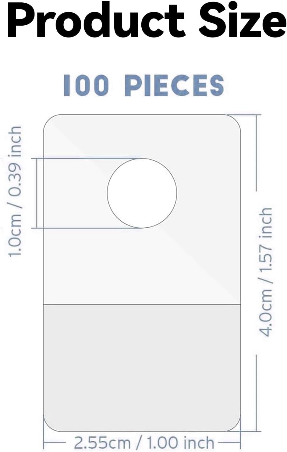 100 PCS round Hole Clear Sticky Hanging Tabs 4 X 2.5Cm Self Adhesive Hanging Tabs Clear Hang Tab Sticky Tab Labels Stickers Key Tags Store Retail Sale Items Plastic Display image number 4