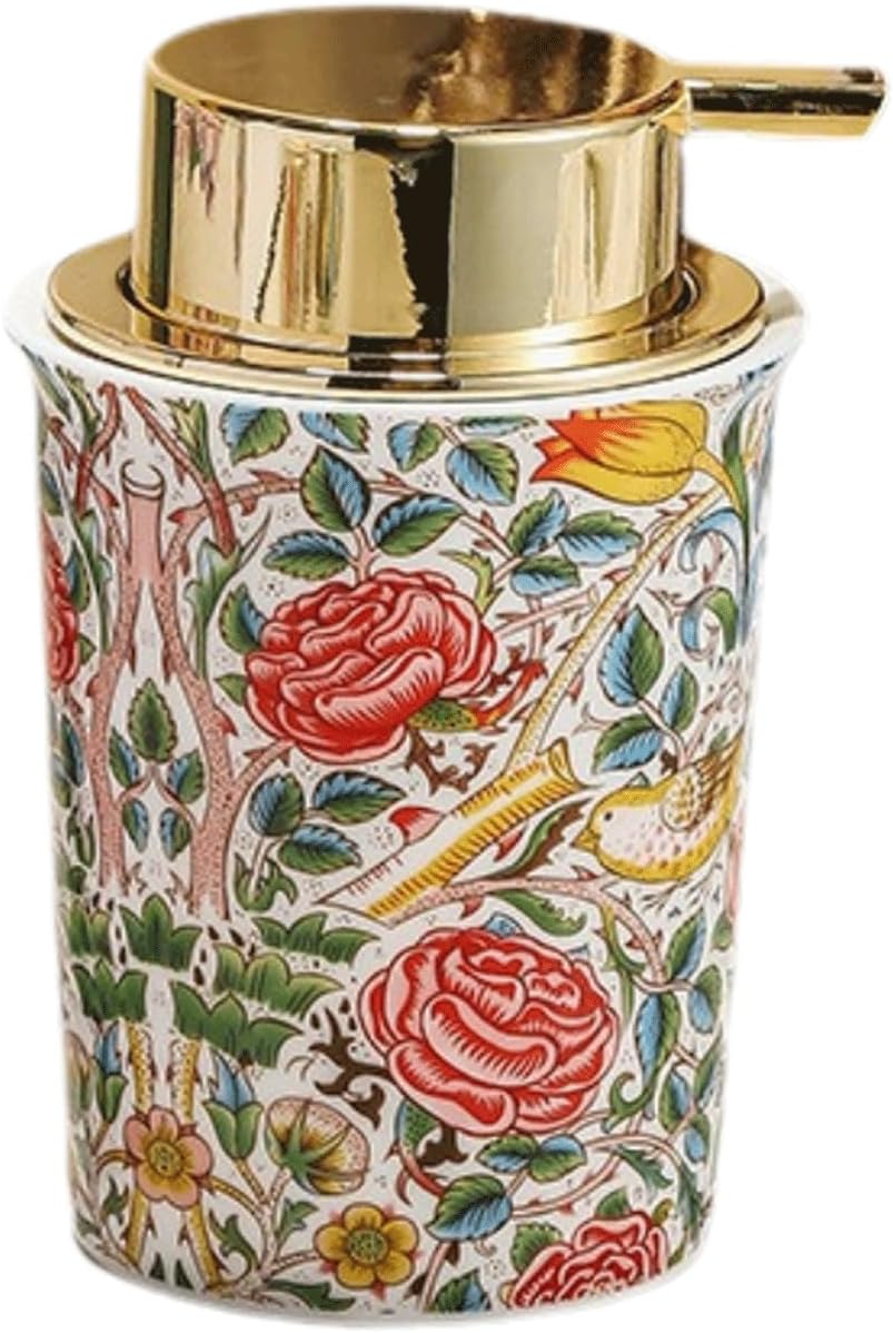 Countertop Soap Dispensers Foam Soap Dispenser with Gold Pump Vintage Ceramic Foaming Pump Bottle for Bathroom Refillable Hand Soap Foam Dispenser for Kitchen Liquid Hand Soap Dispenser
