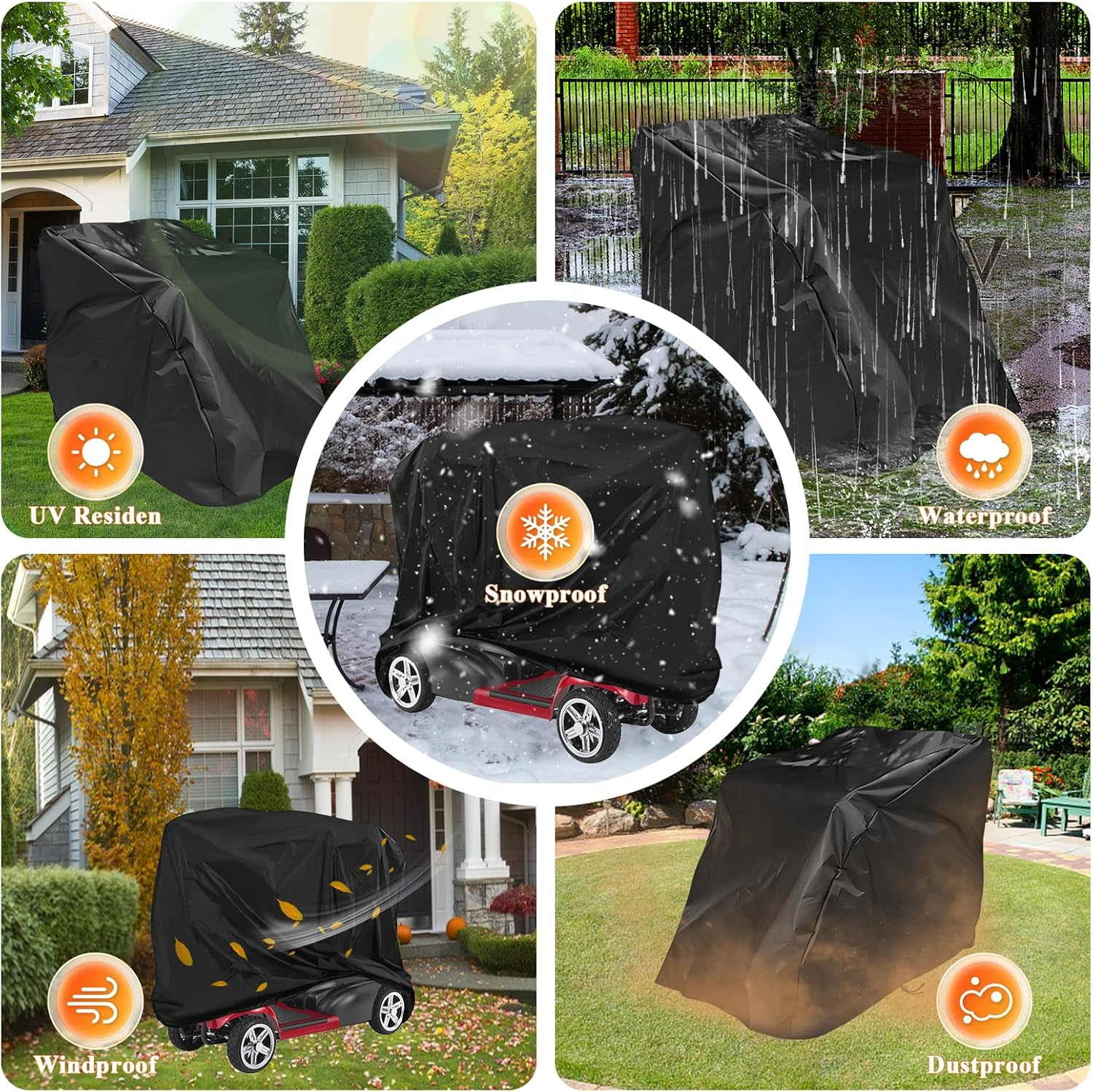 Mobility Scooter Cover,Waterproof Scooter Cover Wheelchair Cover for Storage,Mobility Scooter Accessories for All-Weather Outdoor Protection Dust Cover - 55"X 26" X 36" (L X W X H) image number 2