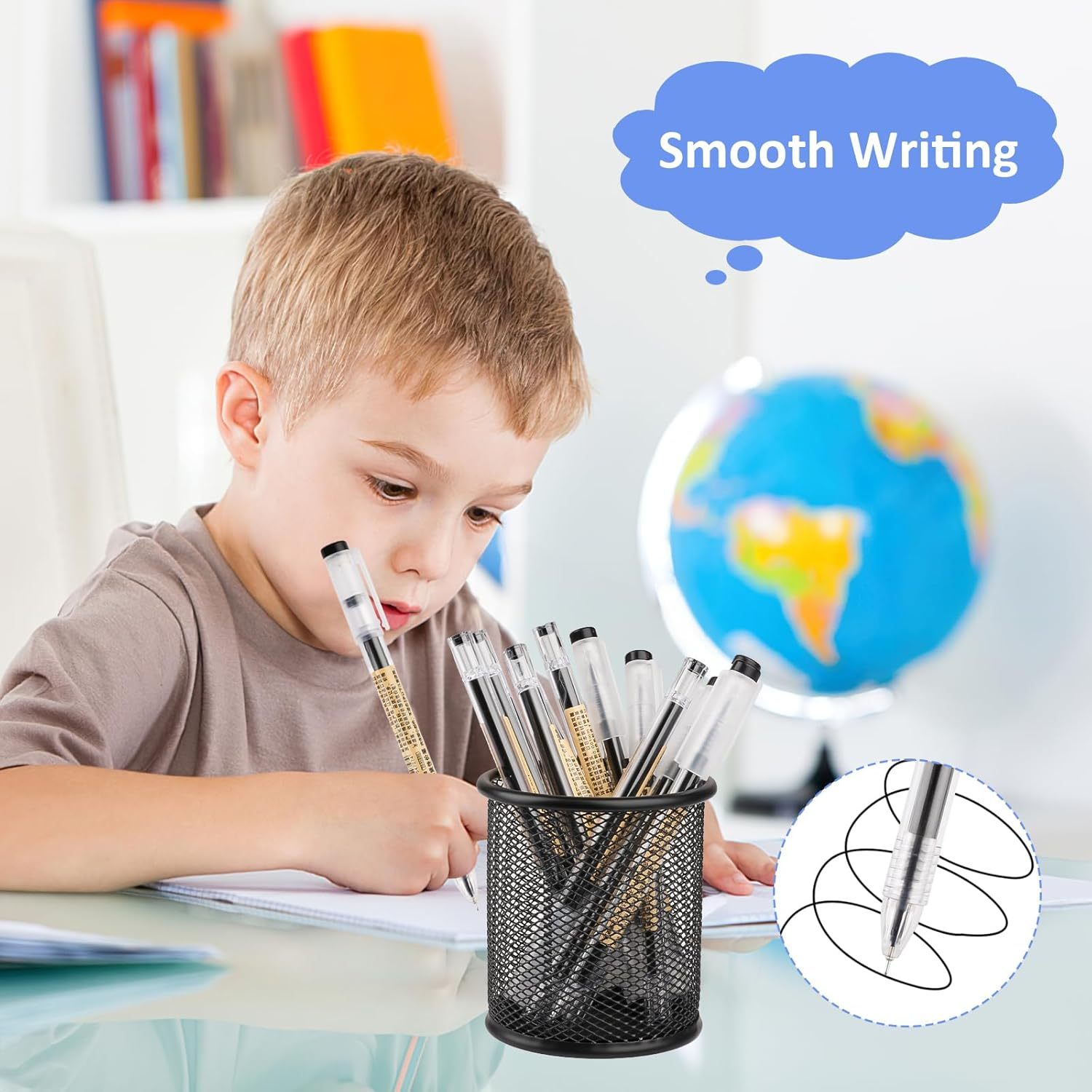 12 Pcs Gel Pens Black, Rollerball Pens, Smooth Writing Pens, Ink Pen for Writing, Liquid Ink Rollerball Pens, Pens Multipack, Handwriting Pens for School Kids Adult - 0.35Mm - Blue, Black, Red image number 6