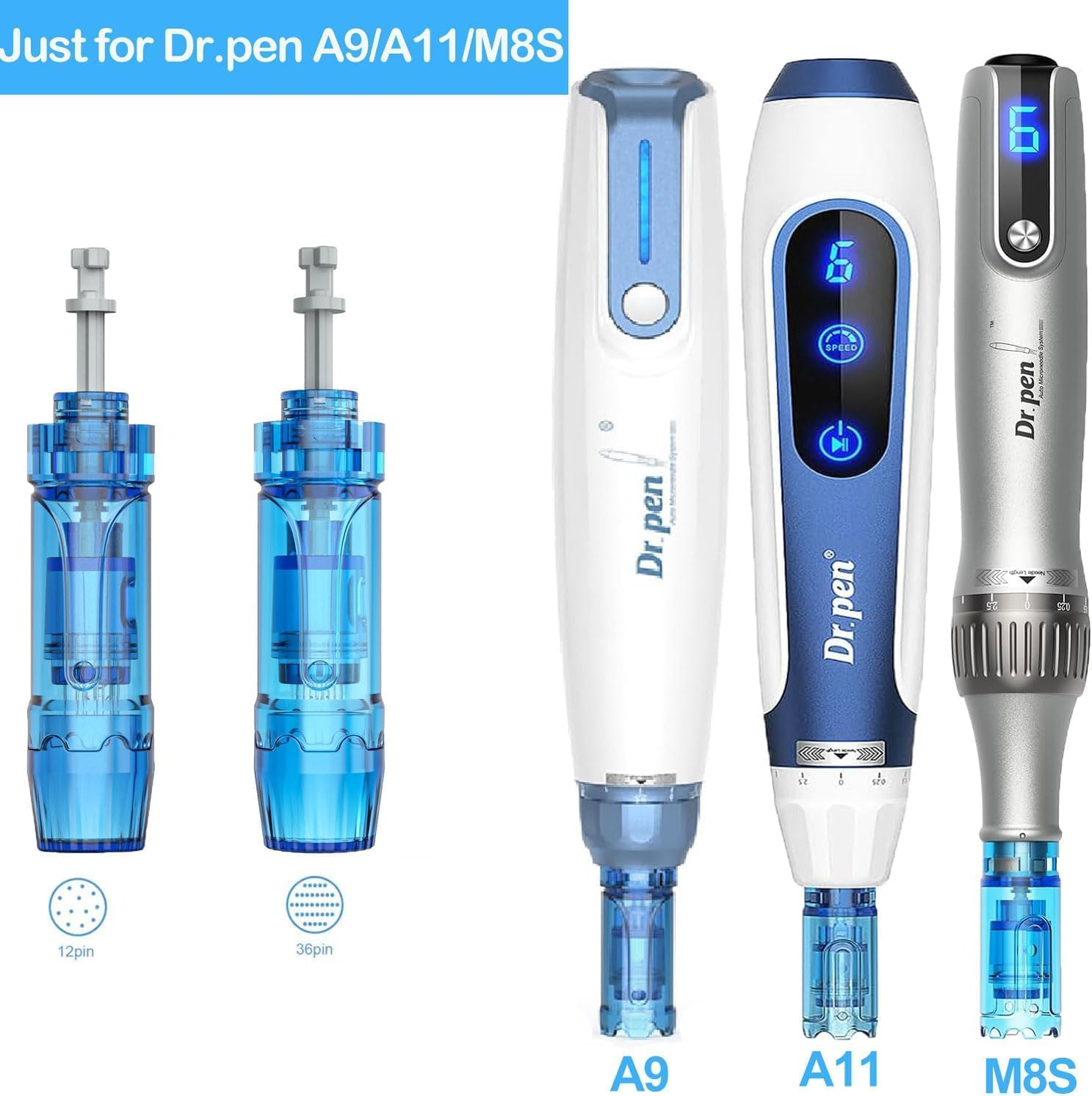 Wesileyern 20Pcs 12PIN Replacement Cartridges Needles, Dermapen Microneedling Needles, Professional Dermapen M8S/A9/ A11 Wireless Derma Roller Pen Needles, for Dermapen M8S/A9/ A11 image number 3